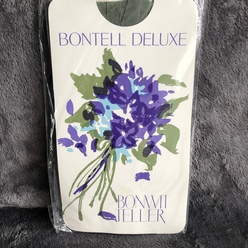 Vintage Bonwit Teller Bontell Deluxe Pantyhose Jade Green Sheer to Waist Size B‎